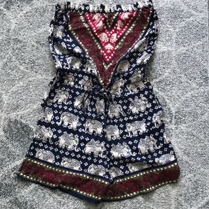 Angie elephant print strapless romper